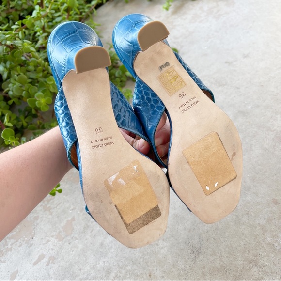 Paris Texas Croc Heeled Sandals in Light Blue - Picture 4 of 5